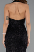 Robe de Soirée Longue Perlé Noir ABU5403