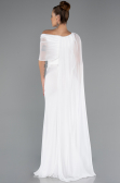 Robe de Soirée Longue Mousseline Blanc ABU5418