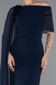 Robe de Soirée Longue Mousseline Bleu Marine ABU5418