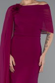 Robe de Soirée Longue Mousseline Prune ABU5418