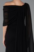 Robe de Soirée Longue Mousseline Noir ABU5418