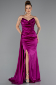 Robe de Soirée Longue Satin Fushia ABU4841