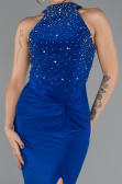 Robe de Soirée Longue Bleu Saxe ABU5422