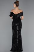 Robe de Soirée Longue Perlé Noir ABU5434