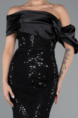 Robe de Soirée Longue Perlé Noir ABU5434