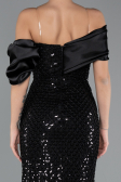 Robe de Soirée Longue Perlé Noir ABU5434