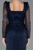 Robe de Soirée Longue Perlé Bleu Marine ABU5431