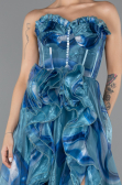 Robe de Soirée Longue Vert Pétrole ABU5441