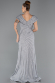 Robe De Fiançailles Grande Taille Longue Perlé Gris ABU5444