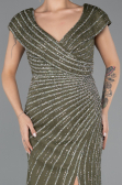 Robe De Fiançailles Grande Taille Longue Perlé Kaki ABU5444