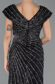 Robe De Fiançailles Grande Taille Longue Perlé Noir ABU5444