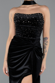 Robe de Soirée Longue Velours Noir ABU4405