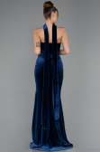 Robe de Soirée Longue Velours Bleu Marine ABU5437