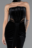 Robe de Soirée Longue Velours Noir ABU5437