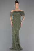 Robe de Soirée Longue Perlé Kaki ABU5371