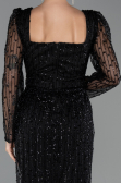 Robe de Soirée Longue Perlé Noir ABU5431