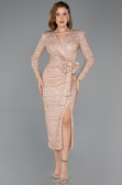 Robe De Soirée Midi Perlé Or ABK2466