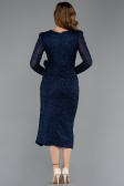 Robe De Soirée Midi Perlé Bleu Marine ABK2466