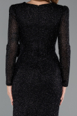 Robe De Soirée Midi Perlé Noir ABK2466