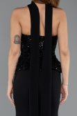Robe de Soirée Longue Mousseline Noir ABU5457