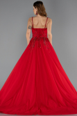 Robe De Soirée De Créateur Longue Mousseline Rouge ABU5465