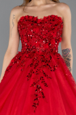 Robe de Fiançailles Design Personnalisé Longue Rouge ABU5460