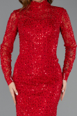 Robe Haute Couture Longue Dantelle Rouge ABU5461