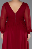 Robe Grande Taille Mousseline Longue Rouge Bordeaux ABU1988