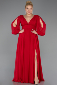 Robe Grande Taille Longue Mousseline Rouge ABU1988
