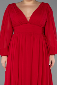 Robe Grande Taille Longue Mousseline Rouge ABU1988