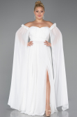 Robe Grande Taille Longue Mousseline Blanc ABU3464