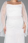 Robe De Soirée Grande Taille Perlé Longue Blanc ABU5067