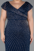 Robe de Soirée Grande Taille Longue Pierreux Bleu Marine ABU5439