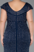 Robe de Soirée Grande Taille Longue Pierreux Bleu Marine ABU5439