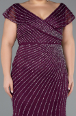 Robe de Soirée Grande Taille Longue Pierreux Prune ABU5439