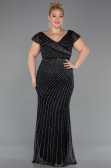 Robe de Soirée Grande Taille Longue Pierreux Noir ABU5439