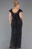 Robe de Soirée Grande Taille Longue Pierreux Noir ABU5439