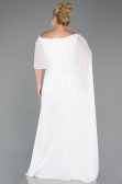 Robe de Soirée Grande Taille Longue Mousseline Blanc ABU5419