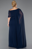 Robe de Soirée Grande Taille Longue Mousseline Bleu Marine ABU5419