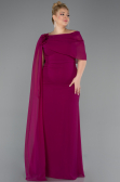 Robe de Soirée Grande Taille Longue Mousseline Prune ABU5419