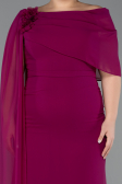 Robe de Soirée Grande Taille Longue Mousseline Prune ABU5419
