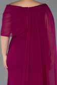 Robe de Soirée Grande Taille Longue Mousseline Prune ABU5419