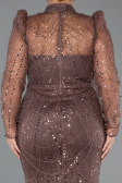 Robe De Fiançailles Grande Taille Longue Brun ABU4527