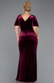 Robes De Soirée Grande Taille Velours Longue Rouge Bordeaux ABU4317