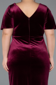 Robes De Soirée Grande Taille Velours Longue Rouge Bordeaux ABU4317