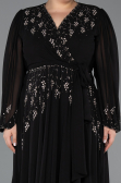 Robe De Soirée Grande Taille Longue Mousseline Noir ABU5360