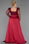 Robe De Fiançailles Grande Taille Perlé Longue Rouge Bordeaux ABU4761