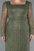 Robe de Soirée Grande Taille Longue Perlé Kaki ABU5433