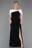 Robe De Soirée Grande Taille Longue Noir-Blanc ABU3945
