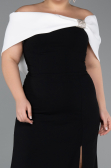 Robe De Soirée Grande Taille Longue Noir-Blanc ABU3945
